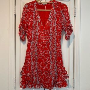 Tanya Taylor red, short sleeve mini dress. Size 2